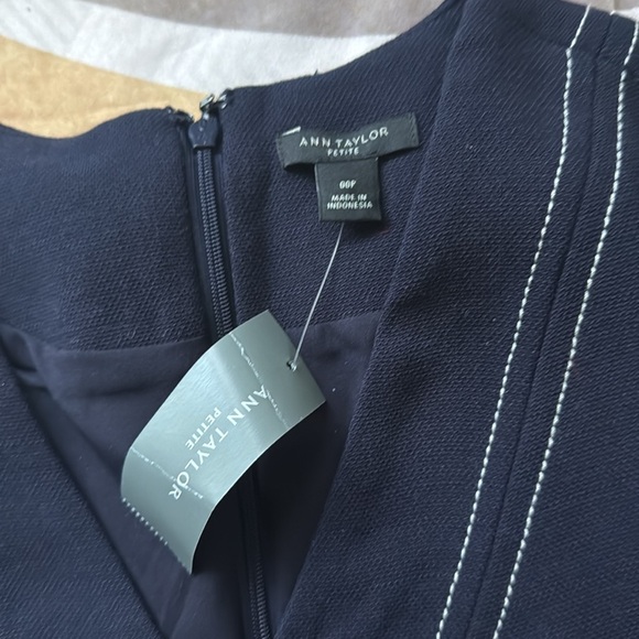 Ann Taylor Navy Blue White Midi Dress - Picture 3 of 8